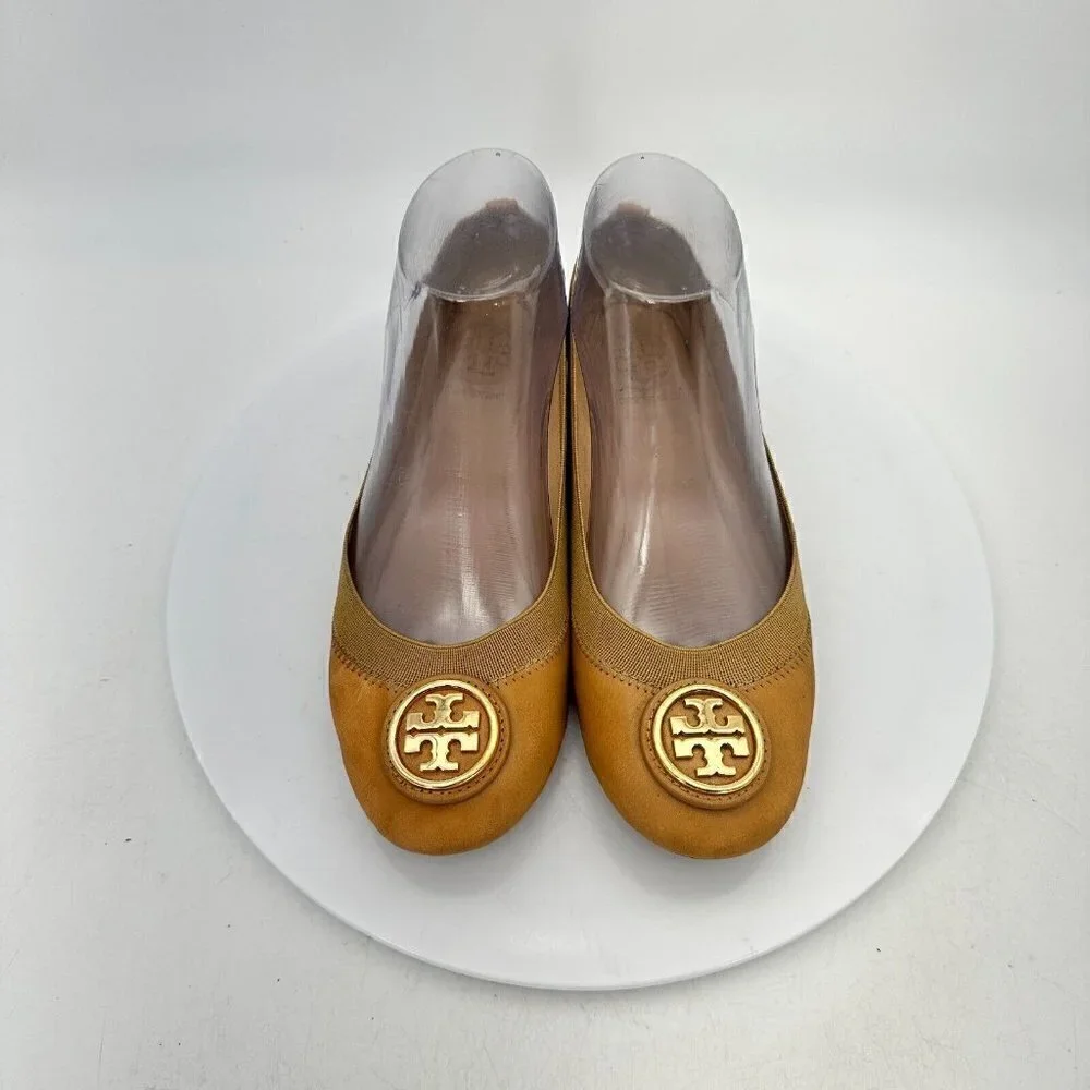 Tory Burch Caroline Women Size 5M Mustard Patent Leather Ballet Flat Shoes